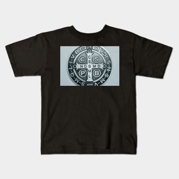 Saint Benedict Cross medal photograph Kids T-Shirt by bernardojbp